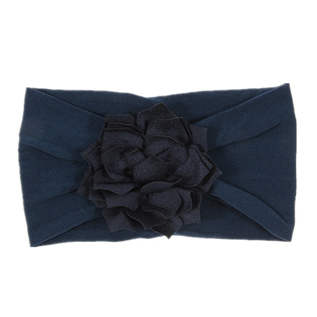Soft Stretch Satin Rose Flower Baby Headband Newborn Knot Wide Nylon Headwraps T - KiwisLove