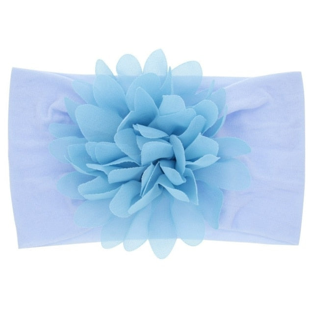 Soft Stretch Satin Rose Flower Baby Headband Newborn Knot Wide Nylon Headwraps T - KiwisLove