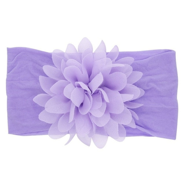Soft Stretch Satin Rose Flower Baby Headband Newborn Knot Wide Nylon Headwraps T - KiwisLove