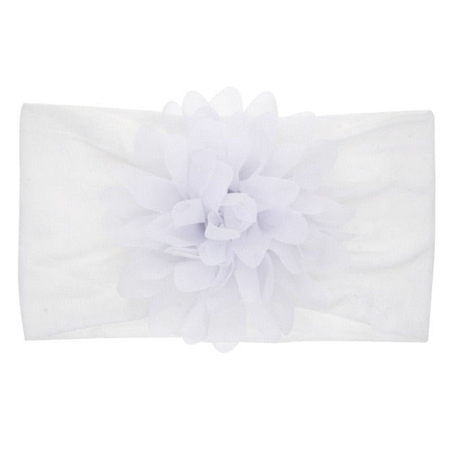 Soft Stretch Satin Rose Flower Baby Headband Newborn Knot Wide Nylon Headwraps T - KiwisLove
