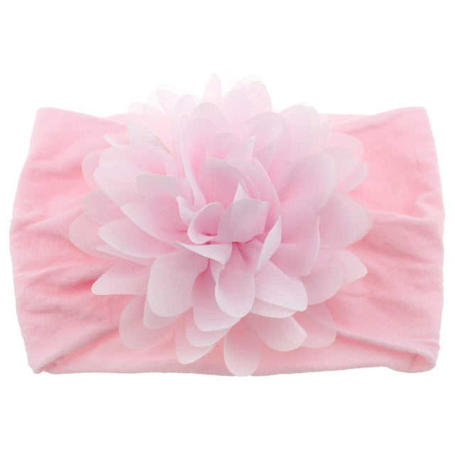 Soft Stretch Satin Rose Flower Baby Headband Newborn Knot Wide Nylon Headwraps T - KiwisLove