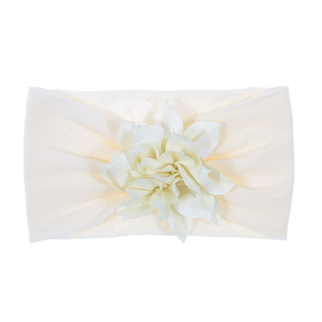 Soft Stretch Satin Rose Flower Baby Headband Newborn Knot Wide Nylon Headwraps T - KiwisLove