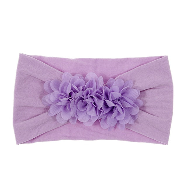 Soft Stretch Satin Rose Flower Baby Headband Newborn Knot Wide Nylon Headwraps T - KiwisLove