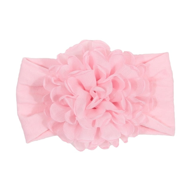 Soft Stretch Satin Rose Flower Baby Headband Newborn Knot Wide Nylon Headwraps T - KiwisLove