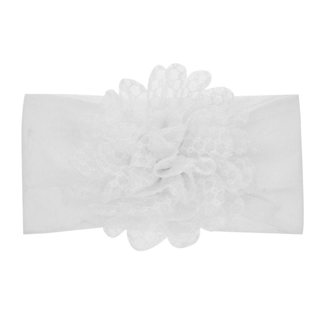 Soft Stretch Satin Rose Flower Baby Headband Newborn Knot Wide Nylon Headwraps T - KiwisLove
