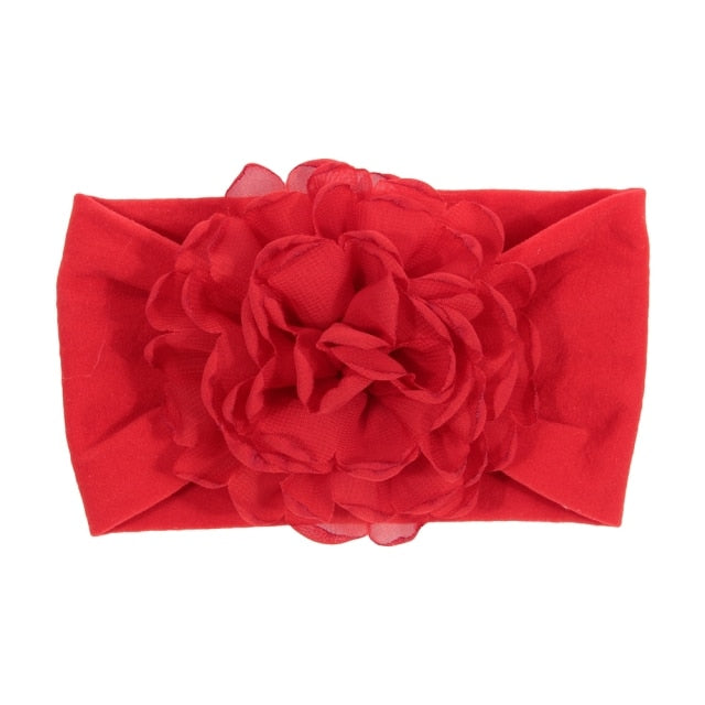 Soft Stretch Satin Rose Flower Baby Headband Newborn Knot Wide Nylon Headwraps T - KiwisLove