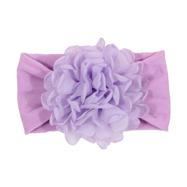 Soft Stretch Satin Rose Flower Baby Headband Newborn Knot Wide Nylon Headwraps T - KiwisLove