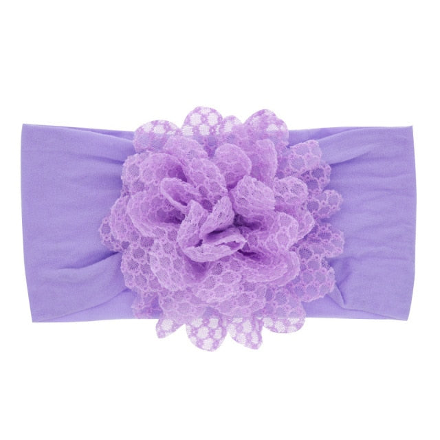 Soft Stretch Satin Rose Flower Baby Headband Newborn Knot Wide Nylon Headwraps T - KiwisLove