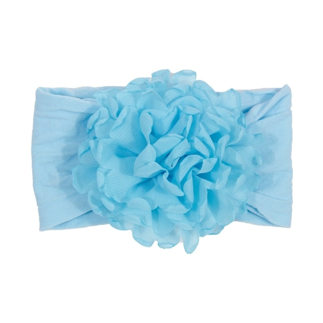 Soft Stretch Satin Rose Flower Baby Headband Newborn Knot Wide Nylon Headwraps T - KiwisLove