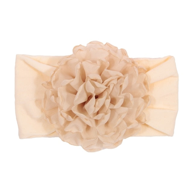 Soft Stretch Satin Rose Flower Baby Headband Newborn Knot Wide Nylon Headwraps T - KiwisLove