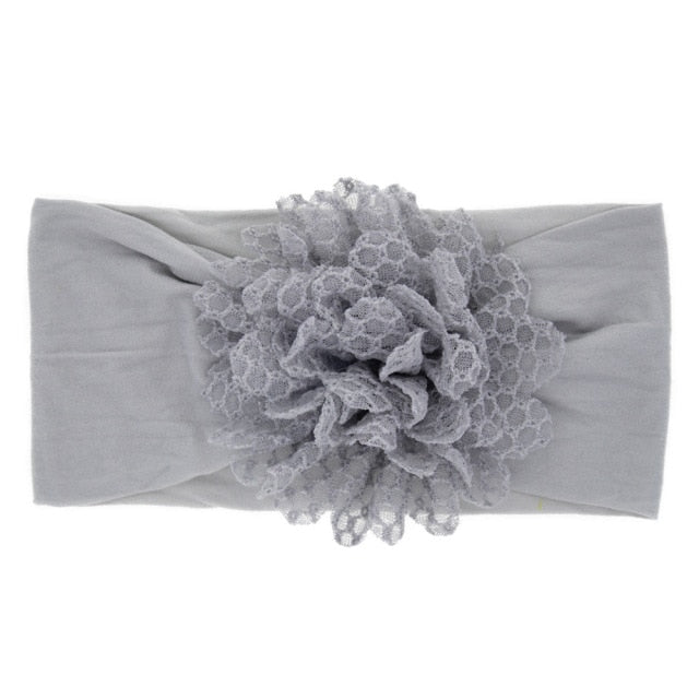 Soft Stretch Satin Rose Flower Baby Headband Newborn Knot Wide Nylon Headwraps T - KiwisLove