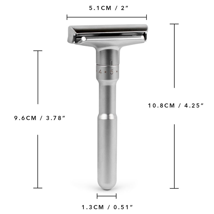 QSHAVE Adjustable Safety Razor Double Edge Classic Mens Shaving Mild to Aggressive 1-6 File Hair Removal Shaver it with 5 Blades - KiwisLove