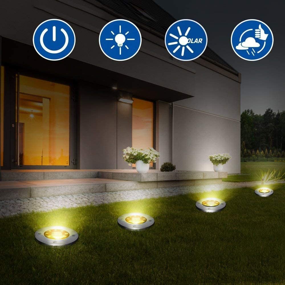 8PCS LED  Solar Power Buried Lights Ground Lamp  Garden Outdoor Path Way  Underground Lamps - KiwisLove