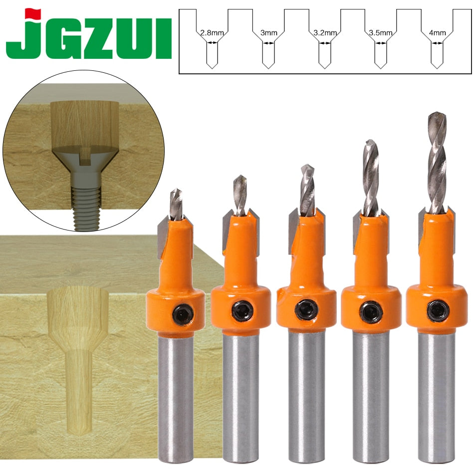 8mm Shank HSS Woodworking Countersink Router Bit Set Screw Extractor Remon Demolition for Wood Milling Cutter - KiwisLove
