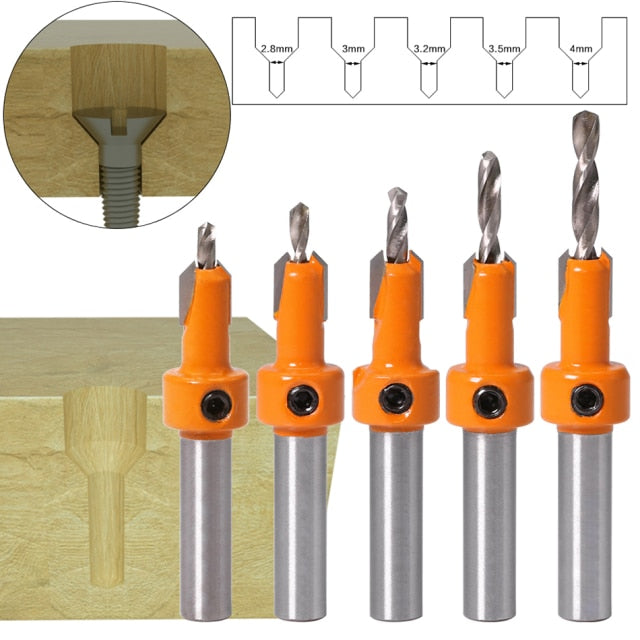 8mm Shank HSS Woodworking Countersink Router Bit Set Screw Extractor Remon Demolition for Wood Milling Cutter - KiwisLove