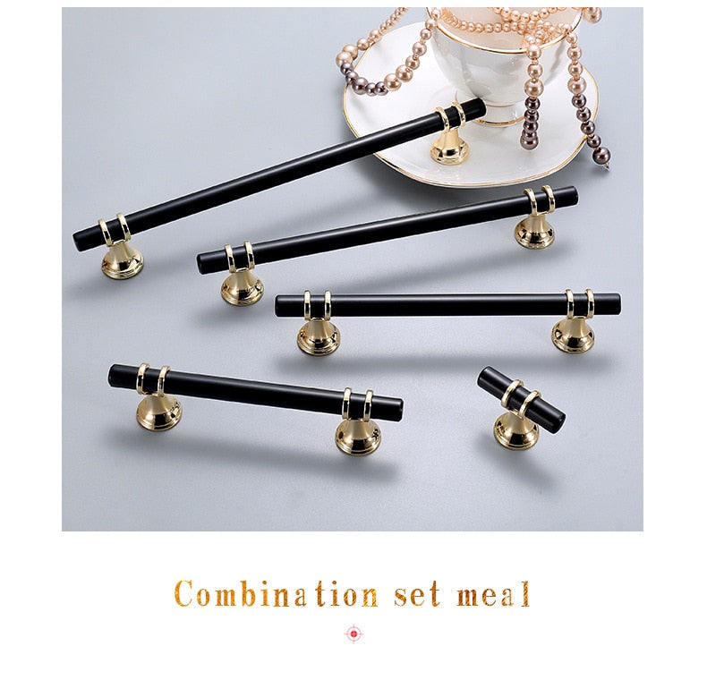 KAK Zinc Alloy Black Gold Door Handles Pulls - KiwisLove