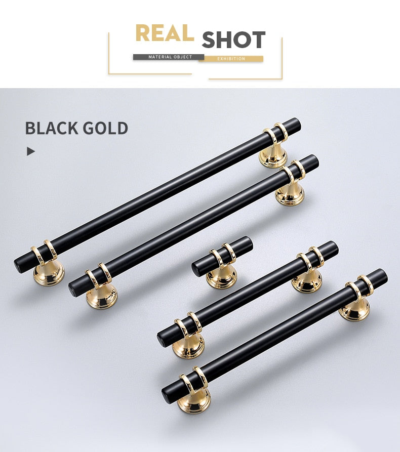 KAK Zinc Alloy Black Gold Door Handles Pulls - KiwisLove