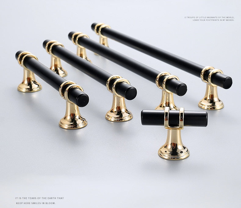 KAK Zinc Alloy Black Gold Door Handles Pulls - KiwisLove