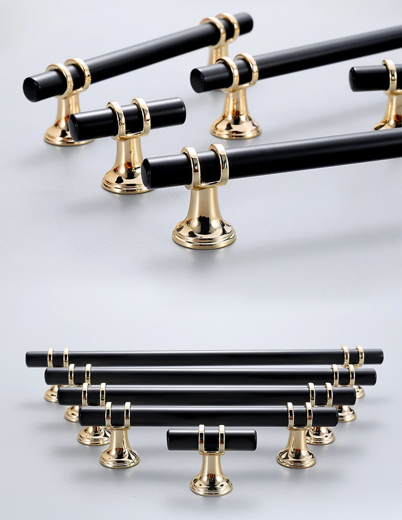 KAK Zinc Alloy Black Gold Door Handles Pulls - KiwisLove