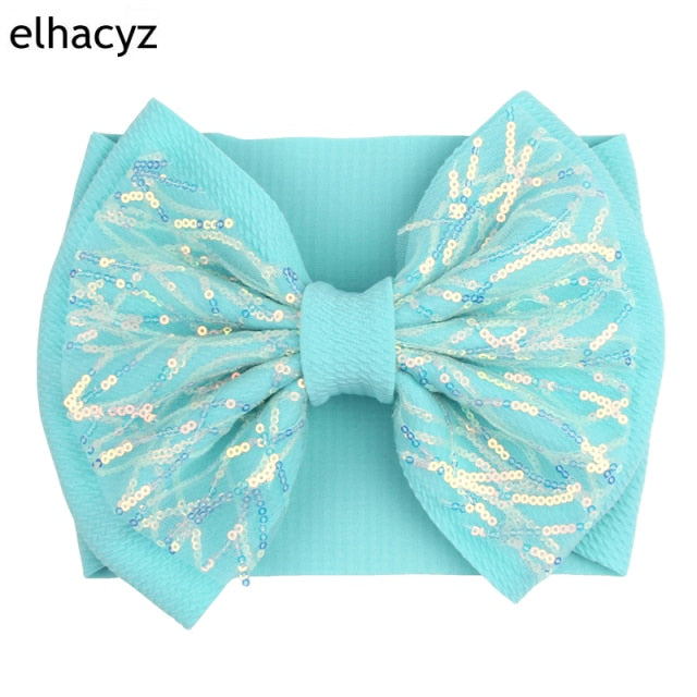 2021 NEW Big Bow Headband Pearl Flower Turban Girls Fabric Elastic Hair Band - KiwisLove
