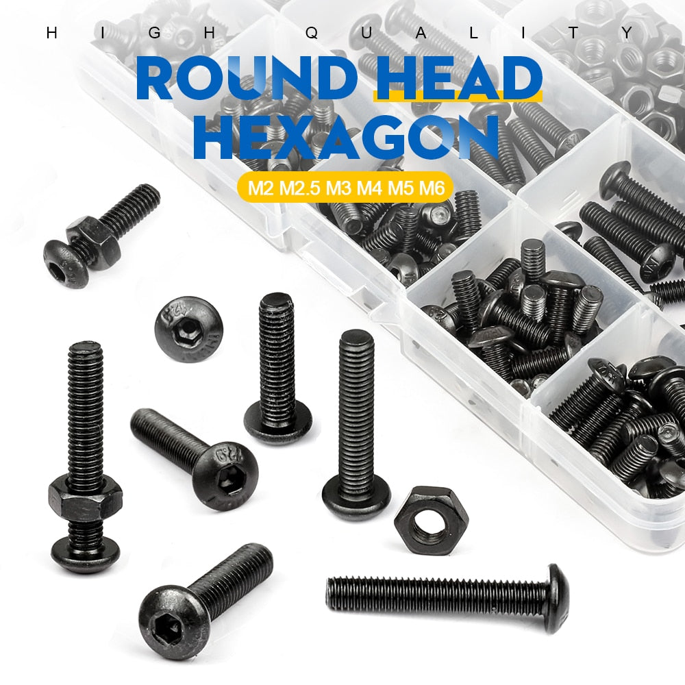 NINDEJIN hex hexagon socket button head screw set  nut carbon steel - KiwisLove