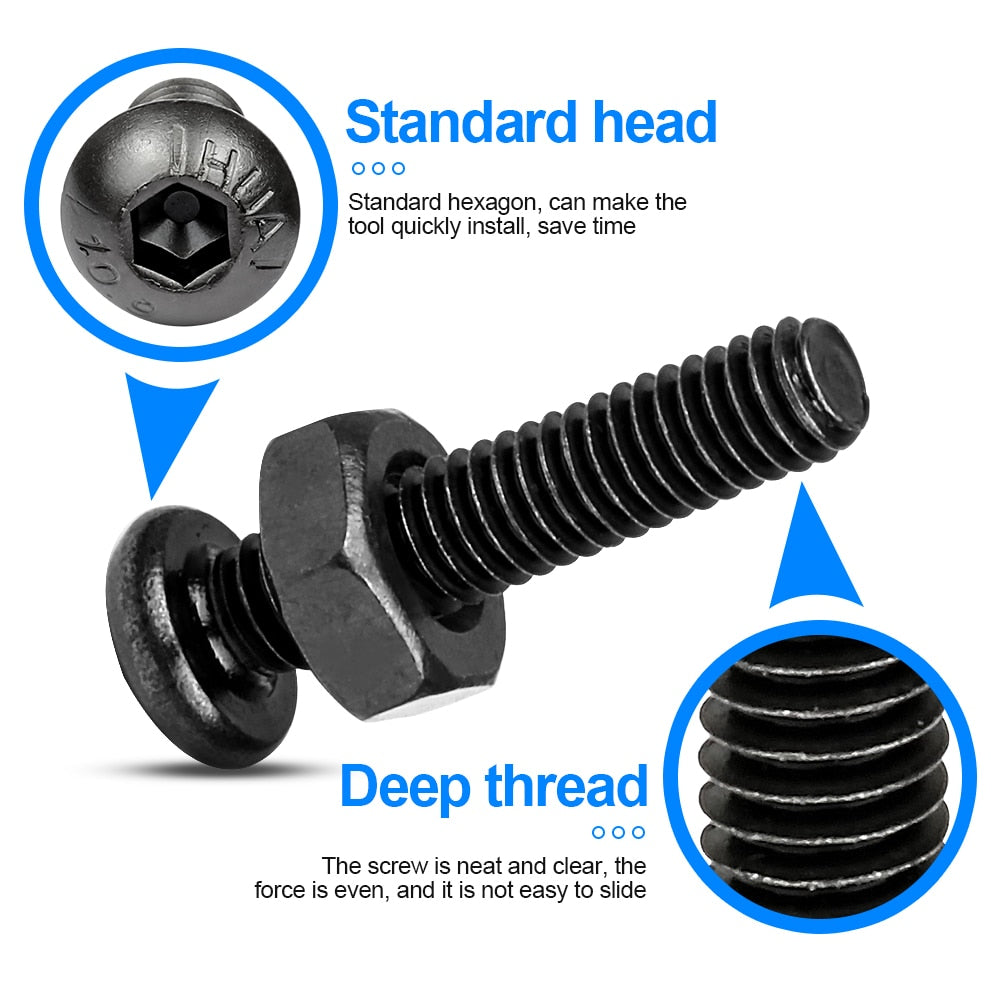 NINDEJIN hex hexagon socket button head screw set  nut carbon steel - KiwisLove