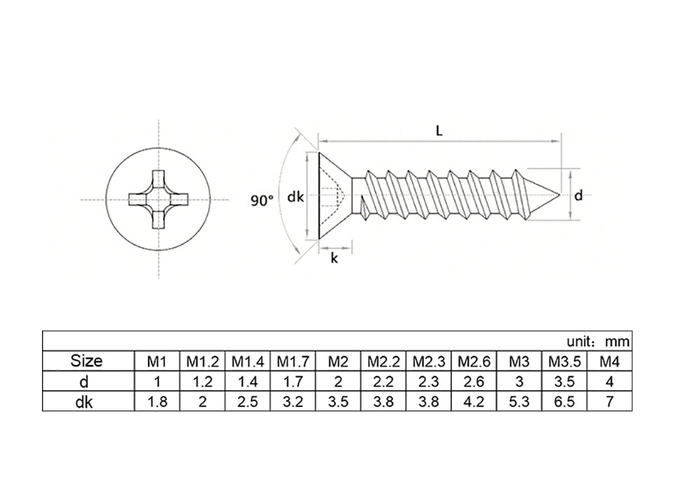 1200pcs plated Countersunk flat head tapping screws with cross recessed - KiwisLove