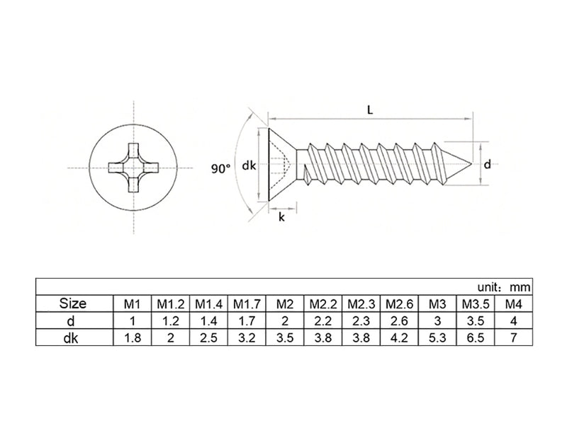 1200pcs plated Countersunk flat head tapping screws with cross recessed - KiwisLove