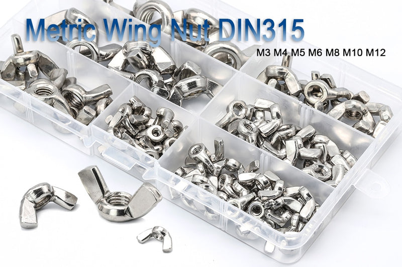 NINDEJIN 98pcs Wing Nut assortment kit Wingnut butterfly nut drum bicycle - KiwisLove