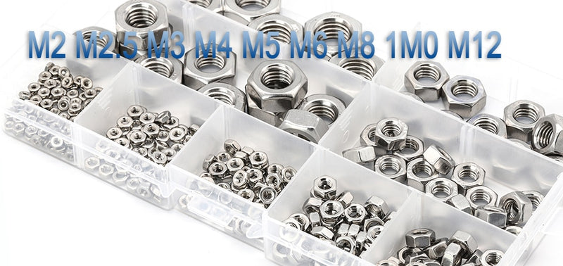 NINDEJIN 326pcs Hex Hexagon Nuts Assortment Kit  Stainless Steel Metric - KiwisLove