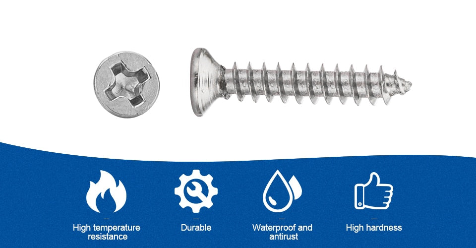 450pcs Countersunk flat head tapping screws with cross recessed Philips - KiwisLove