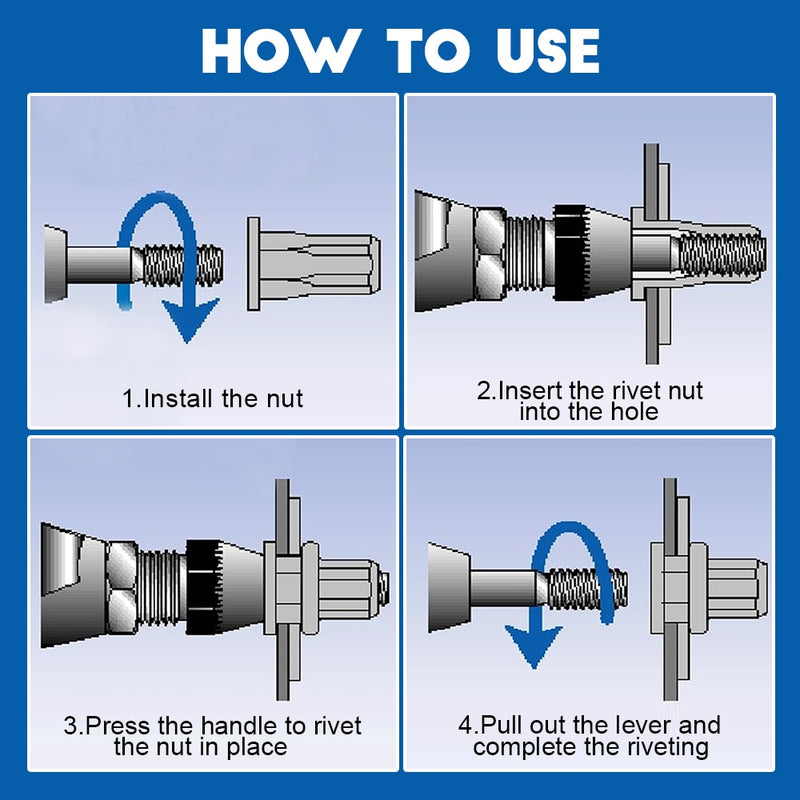 NINDEJIN 85 pcs Blind Rivet Nut Rivnut Flat Head Threaded Insert Nut Kit - KiwisLove