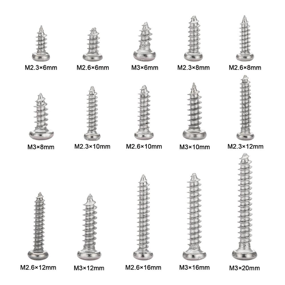 NINDEJIN 450pcs Ni-plated Cross Recessed Round Pan Head Tapping Screw set - KiwisLove