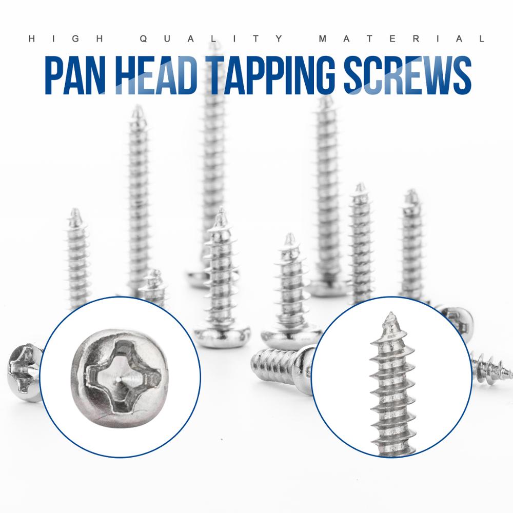 NINDEJIN 450pcs Ni-plated Cross Recessed Round Pan Head Tapping Screw set - KiwisLove