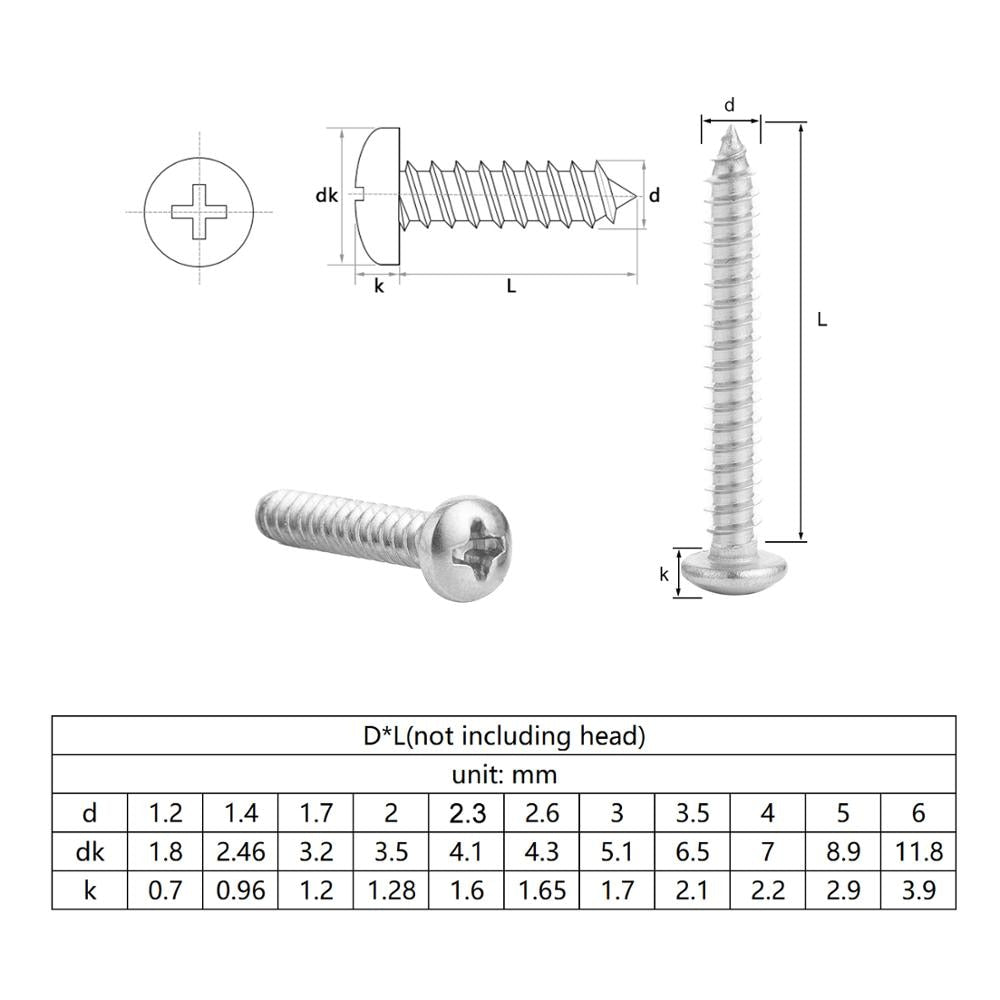NINDEJIN 450pcs Ni-plated Cross Recessed Round Pan Head Tapping Screw set - KiwisLove
