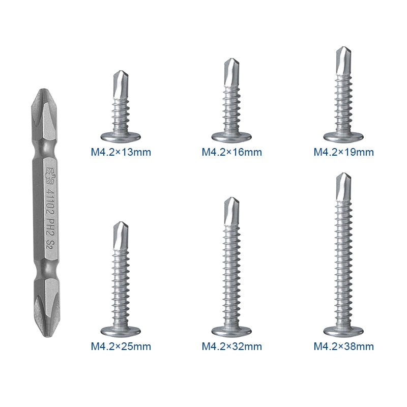 182pcs self drilling tapping screw kit 410 stainless steel  with screwdriver - KiwisLove