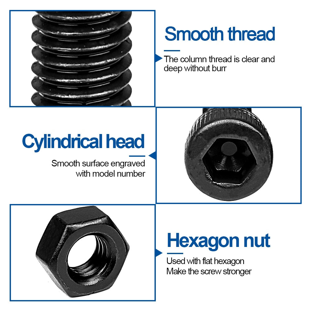 NINDEJIN hex hexagon socket head cap screw nut 12.9 grade carbon steel - KiwisLove