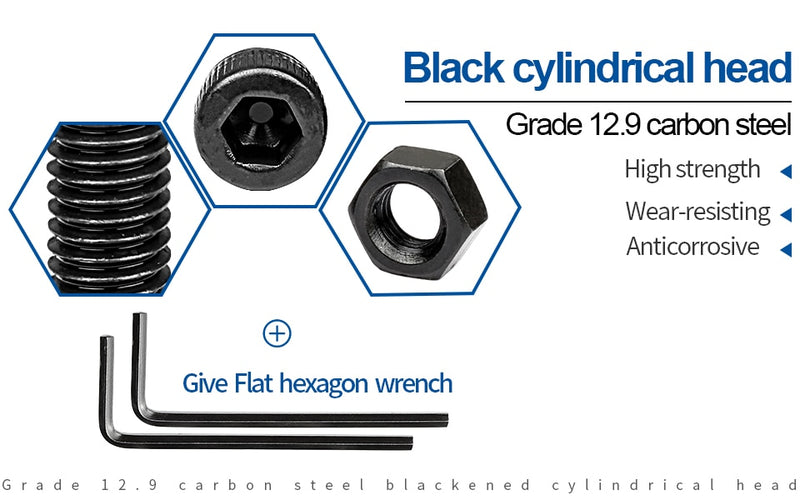 NINDEJIN hex hexagon socket head cap screw nut 12.9 grade carbon steel - KiwisLove