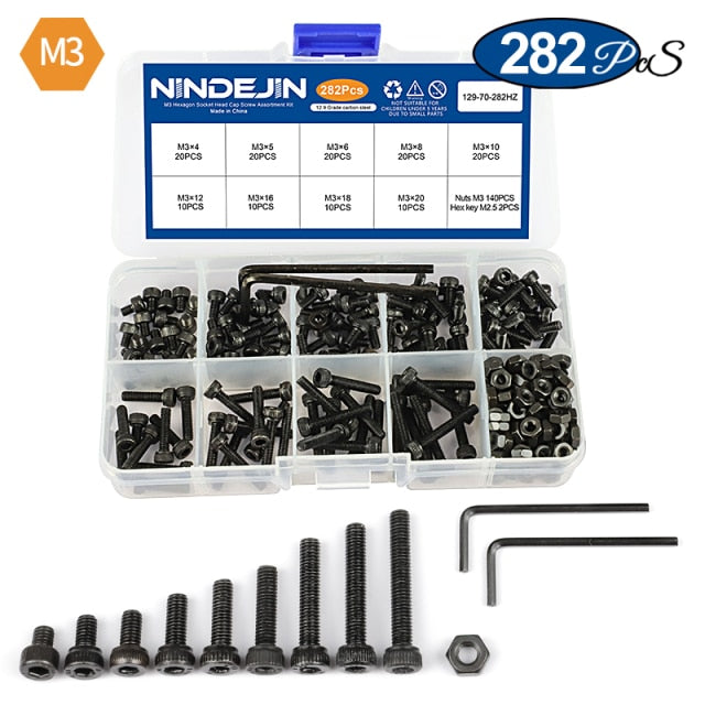 NINDEJIN hex hexagon socket head cap screw nut 12.9 grade carbon steel - KiwisLove