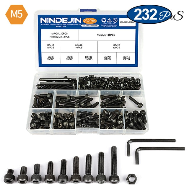 NINDEJIN hex hexagon socket head cap screw nut 12.9 grade carbon steel - KiwisLove