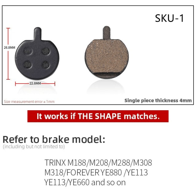 4 Pcs Resin MTB Cycling Bike Disc  Brake Pads  Shimano  Deore BR  Auriga Comp Drako Aquila Hylex - KiwisLove