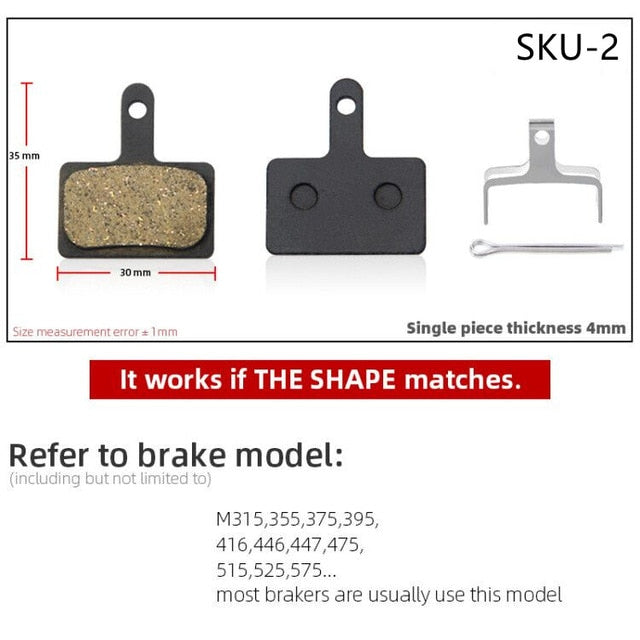 4 Pcs Resin MTB Cycling Bike Disc  Brake Pads  Shimano  Deore BR  Auriga Comp Drako Aquila Hylex - KiwisLove