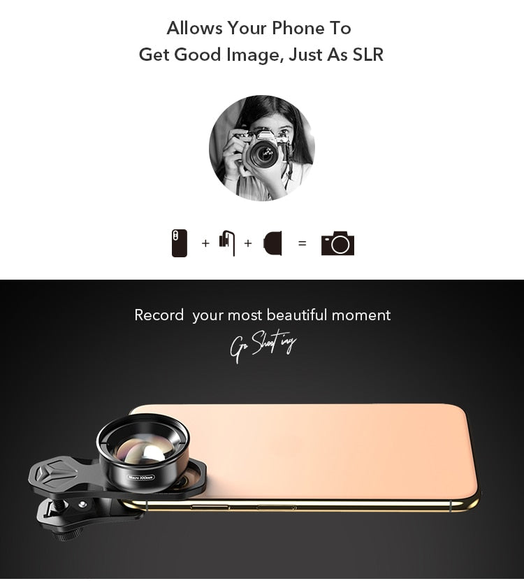 APEXEL camera phone lens 100mm macro lens 4K HD super macro lenses+CPL+star filter for iPhonex xs max Samsung s9 all smartphone - KiwisLove