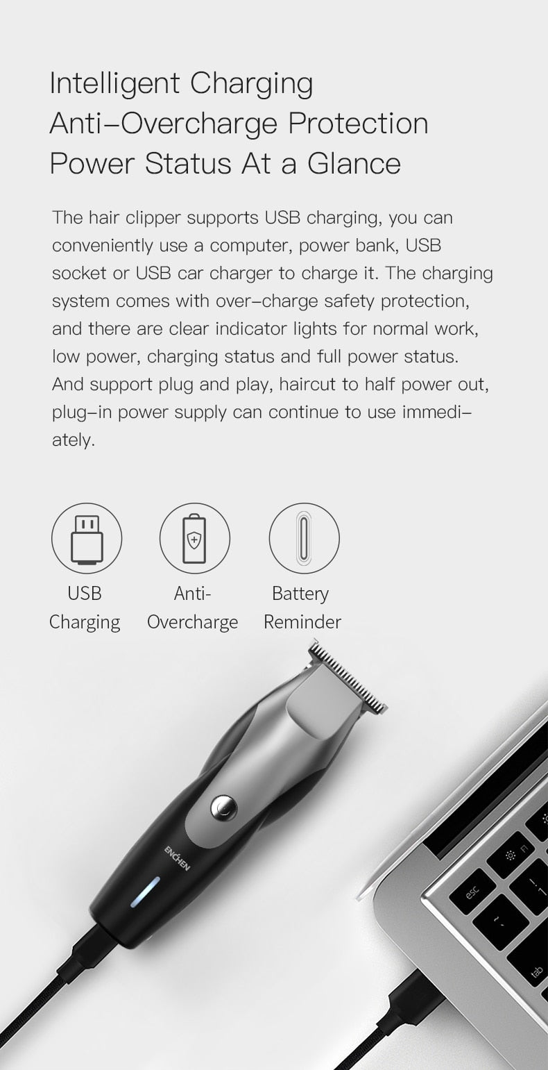 ENCHEN Hummingbird USB Electric Hair Clippers Rechargeable Cordless - KiwisLove