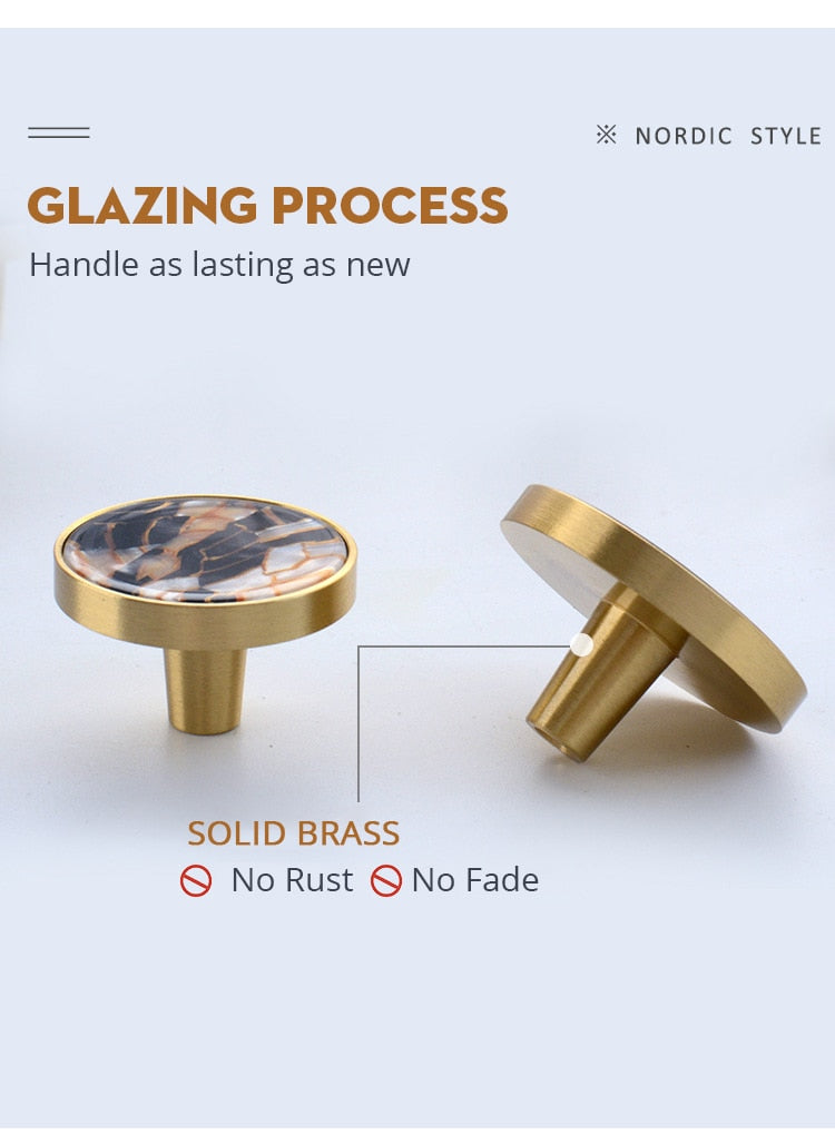 Paua Shell Brass Hooks Gold Cabinet Knobs - KiwisLove