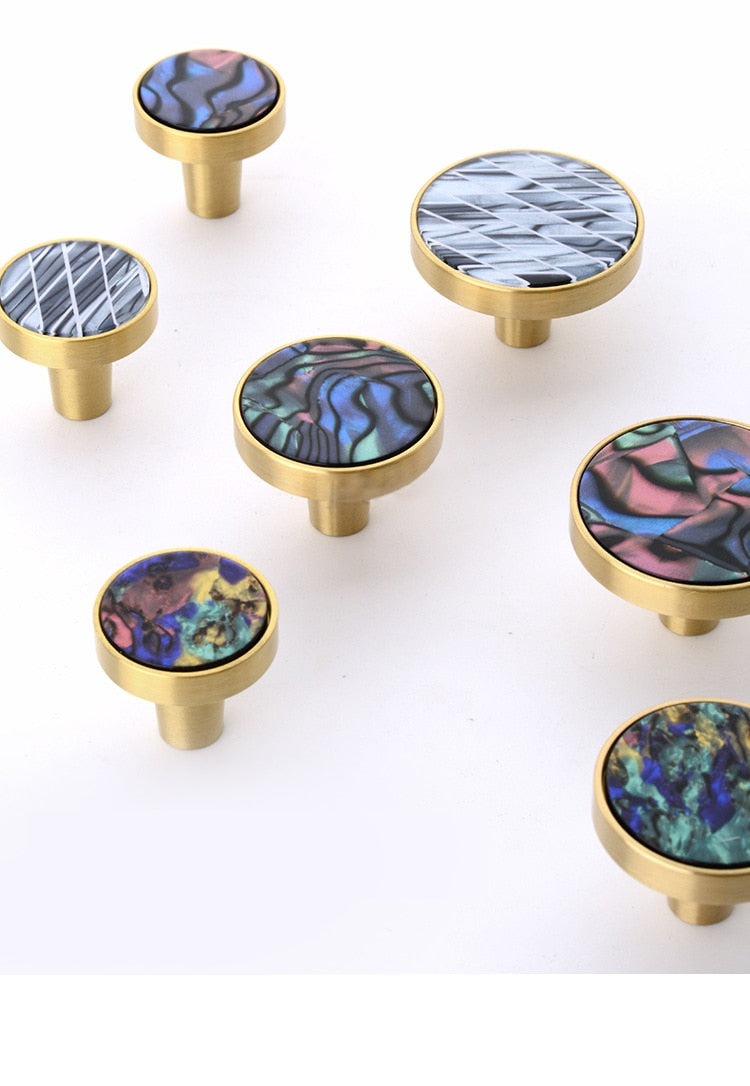 Paua Shell Brass Hooks Gold Cabinet Knobs - KiwisLove