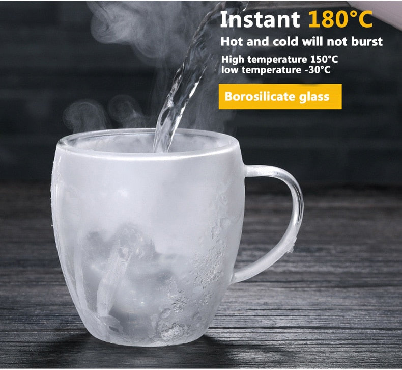 Transparent glass coffee cup milk whiskey tea beer double creative heat resistant cocktail Vodka wine - KiwisLove