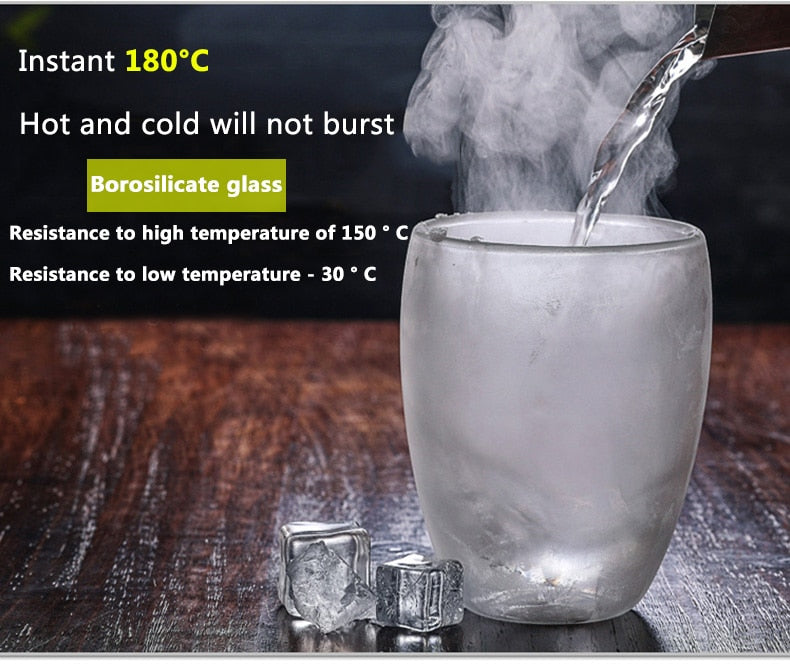 Transparent glass coffee cup milk whiskey tea beer double creative heat resistant cocktail Vodka wine - KiwisLove