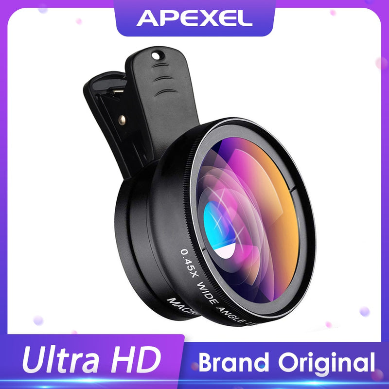 APEXEL Lens kit 0.45x Super Wide Angle & 12.5x Macro HD iPhone 6S 7 Xiaomi - KiwisLove