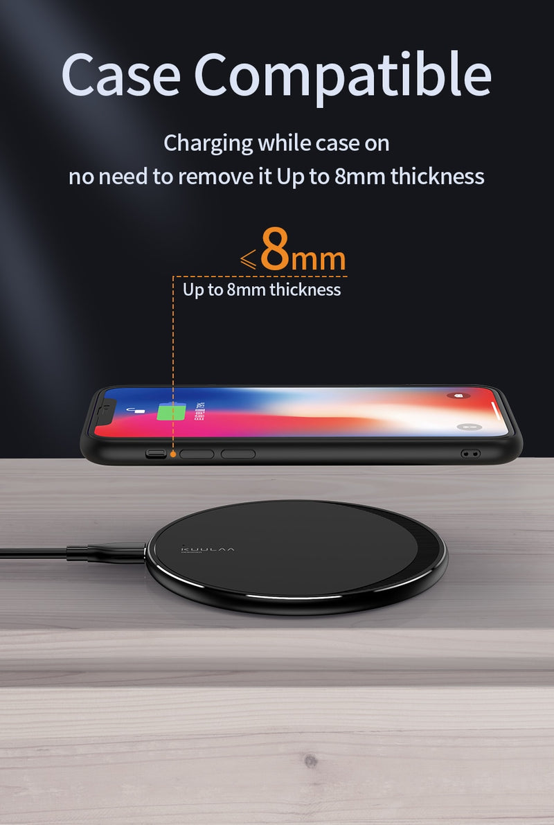 10W Qi Wireless Charger iPhone 11 Pro 8 X XR XS Max  Samsung S10 S9 S8 USB Charger Pad - KiwisLove